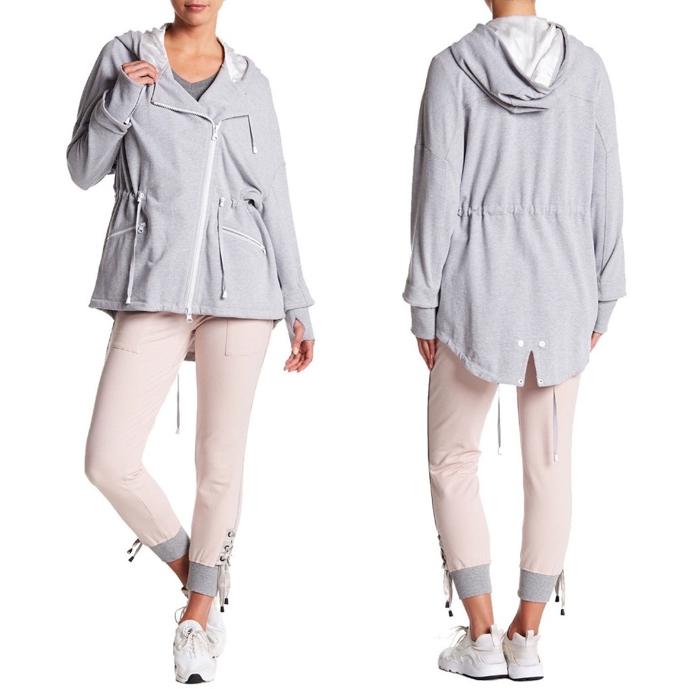 ✨NWT✨ BLANC NOIR Ryder Anorak Asymmetric Zip Hoodie in Ash Heather Sz XS